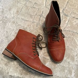 Leather lace up boots